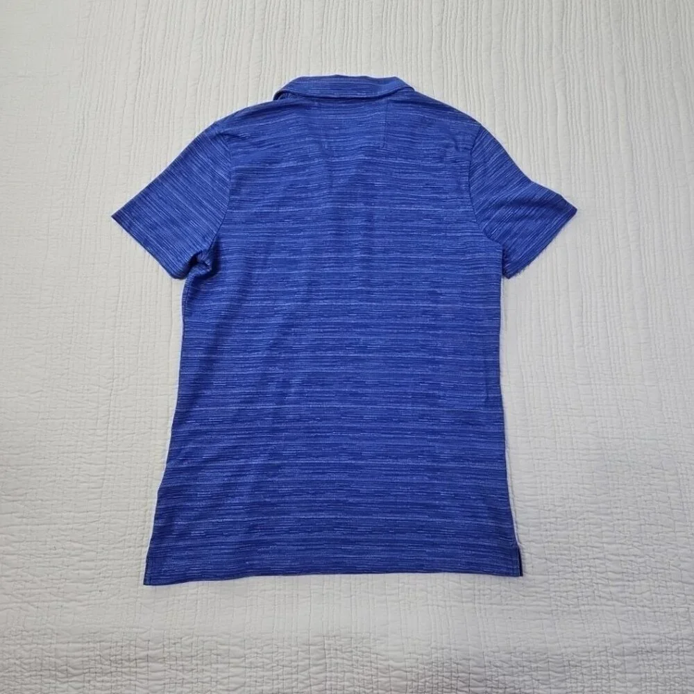 Banana Republic Polo Tennis Golf Shirt Men's M Navy Blue Chambray EUC LN Std Fit